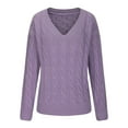 thumbnail image 4 of GigrtiJin Women's V-Neck Knitted Sweater Long Sleeve Casual Solid Color Sweater Blouse Warm Comfy Pullover Tops, 4 of 6