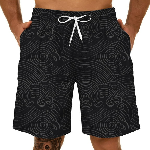 uikmnh Shorts Men's Summer Leisure Sports Large Size Wave Pattern 3D Fun Print Shorts Size:2XL