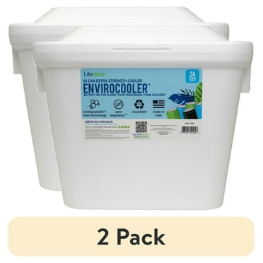 (2 pack) Lifoam Styrofoam Cooler, 28 Quart Foam Cooler, 24 Can Capacity, Whie