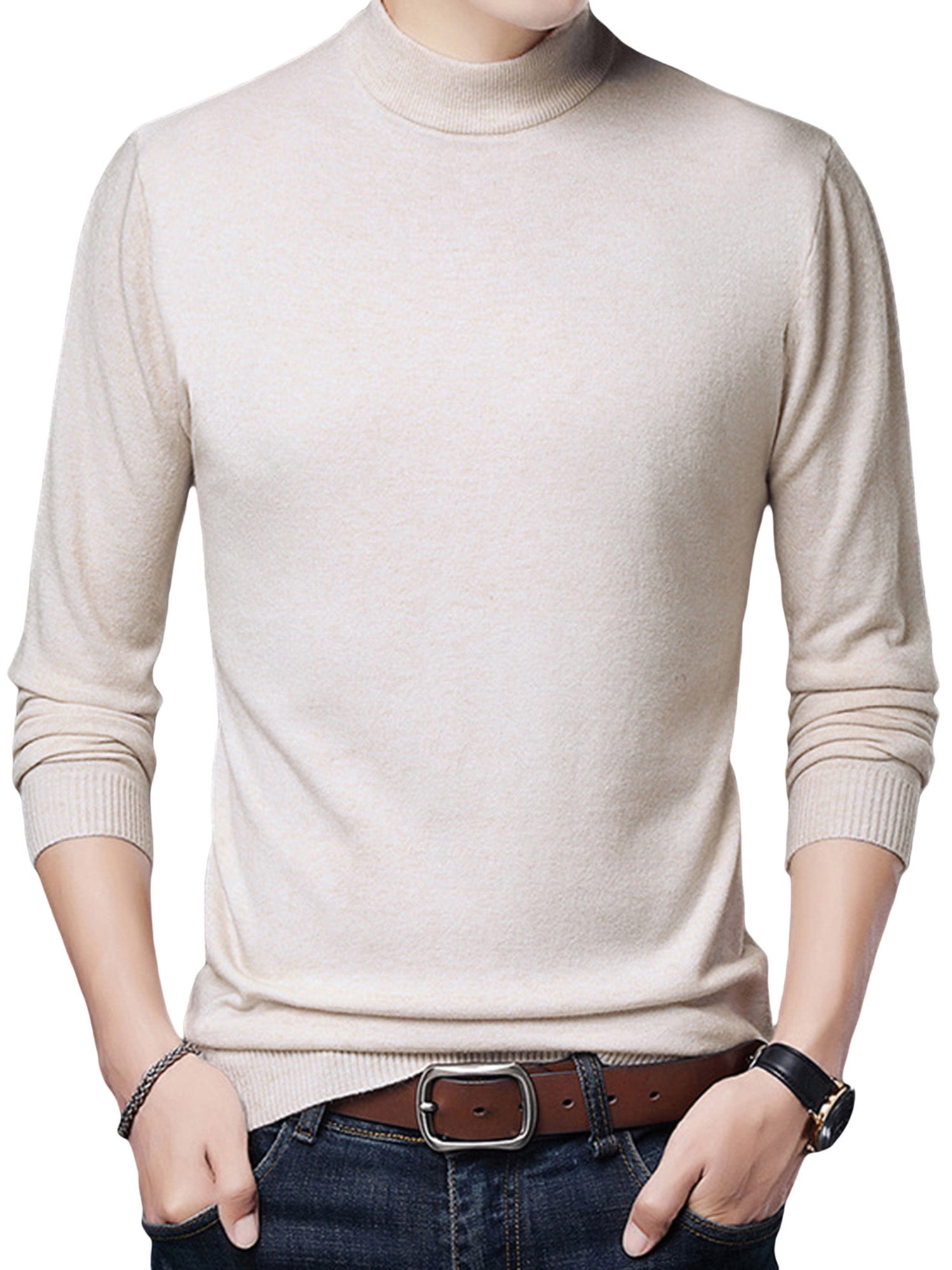 Mens Mock Turtleneck Sweater Casual 