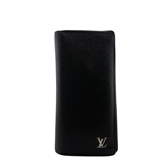 Pre-Owned LOUIS VUITTON M30285 Portefeuille Brazza Bifold Long Wallet Taiga Black... (Fair)