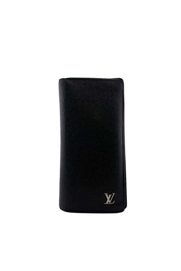 Pre-Owned LOUIS VUITTON M30285 Portefeuille Brazza Bifold Long Wallet Taiga Black... (Fair)