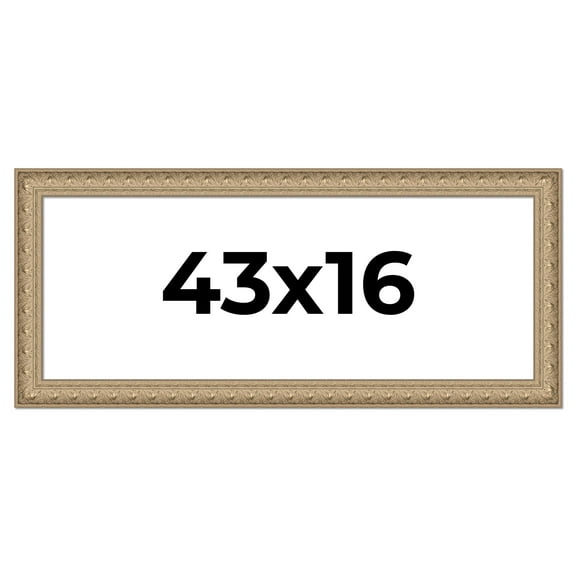 43x16 Frame Ornate Silver Beaded Solid Wood Picture Frame Width 2.5 Inches | Interior Depth 1