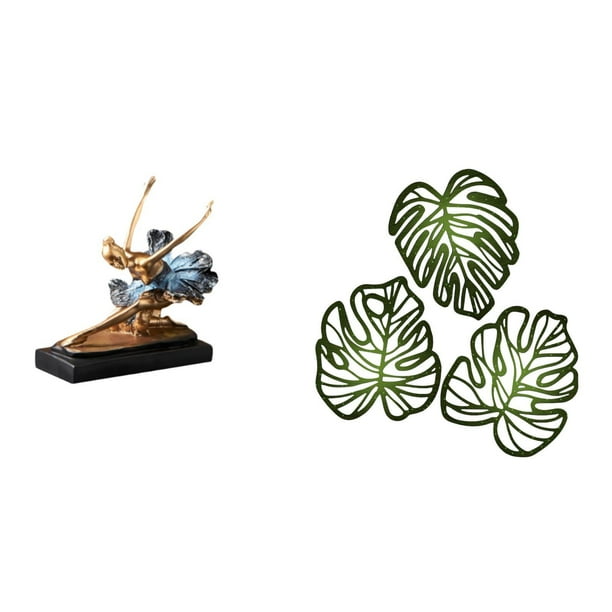 Figura decorativa de bailarina de ballet, estatua de bailarina, regalo, figurita de escritorio para chimenea, restaurante, decoración con hojas de