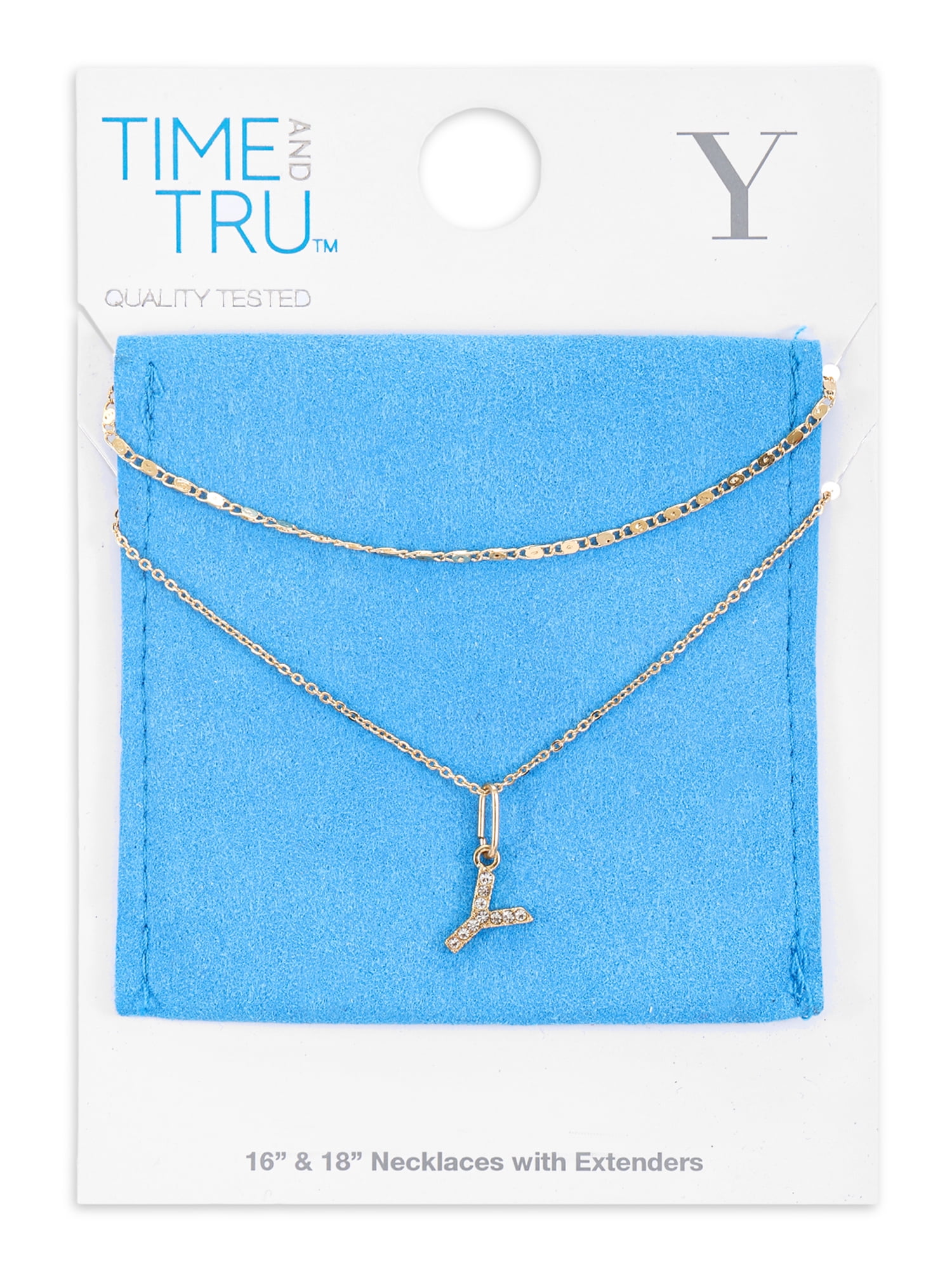 Time and Tru Goldtone Initial Letter Necklace Set for Women, 2 Piece Set