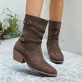 thumbnail image 2 of Women's Pointed-Toe High-Heeled Shoes Strap Pointed Chunky Heeled Ankle Boots, 2 of 7