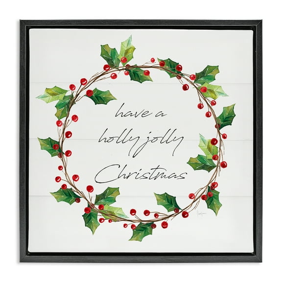 Stupell Industries Christmas Seasonal Phrase Holiday Painting Black Floater Framed Canvas Art Prints Wall Art, 18 x 18