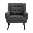 thumbnail image 4 of Tcbosik Mid Century Modern Accent Chair, Button Tufted Linen Fabric Armchair, Upholstered Leisure Chair with Wood Legs for Living Room, Bedroom, 250 lbs Capacity, Dark Gray, 4 of 9
