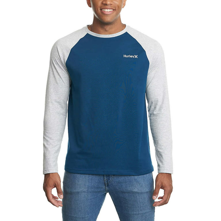 thuis eten Minister Hurley Men's Raglan Embroidered Logo Long Sleeve Tee T-Shirt (Small,  Blue/Gray) - Walmart.com