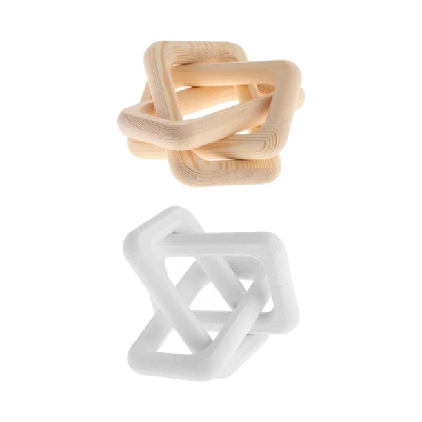2 uds 3 eslabones decoración de eslabones de cadena adorno artesanal de madera para estante mesa granja blanco Zulema Eslabón de cadena decorativo