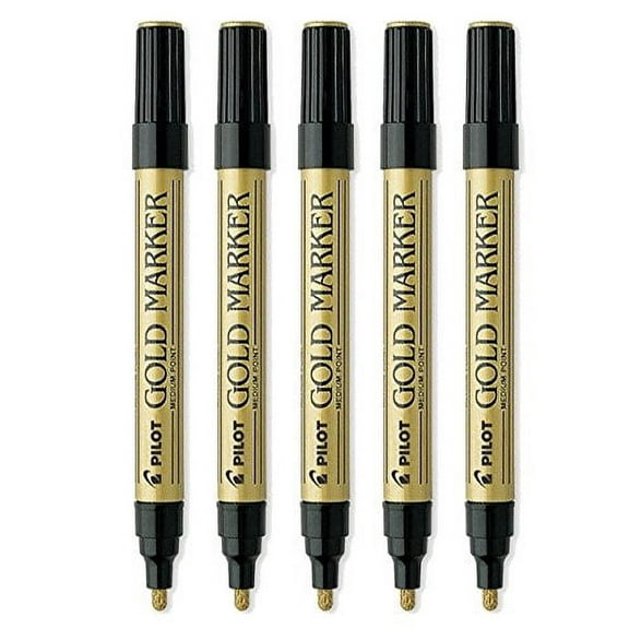 Pilot Gold Metallic Permanent Paint Markers, Medium Point, 5-PACK(41700)