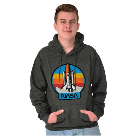 Retro NASA Worm Logo Rocket Launch Hoodie Sweatshirt Women Men Brisco Brands S