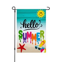 AMHNF Linen Garden Flag for Spring Summer Home Outdoor Garden Yard Door Decor 12x18 inch - Hello Summer Design