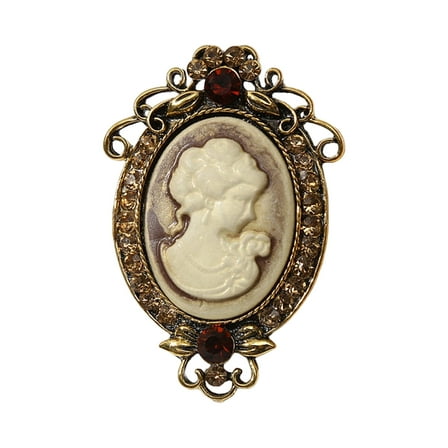 lixuesong Elegant Vintage Cameo Brooch Pin Set With Antiqued Gold Finish Sparkly Alloy Cameo Lapel Pin For Women Jewelry