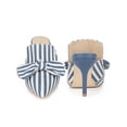 thumbnail image 5 of BLISSFUL STEP Bow Stripe Pointed Toe Stiletto Heel Mules for Women Light Blue 11, 5 of 6