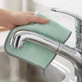 thumbnail image 6 of Unique Bargains 3Pcs Hanging Microfiber Reusable Kitchen Dish Cloths Green 10" x 10", 6 of 7