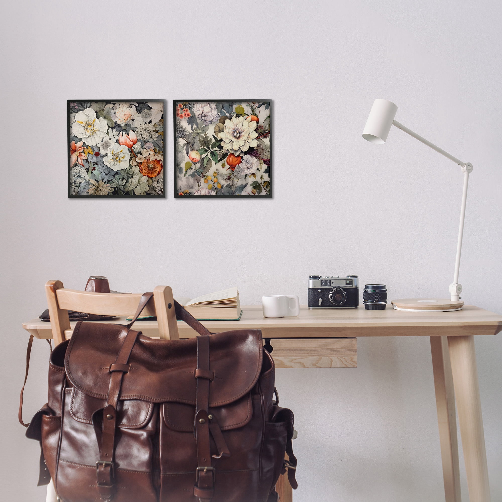Stupell Industries Vintage Blooms Arrangement Botanical & Floral Painting Black Framed Art Print Wall Art, 12 x 12, Set of 2