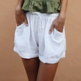 thumbnail image 2 of IROINNID Women's Elastic Waist Tie Cotton And Linen Casual Shorts With Pocket, 2 of 7
