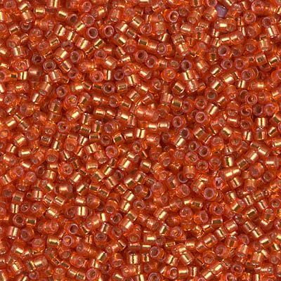 Miyuki Delica Seed Beads DB2158 11/0 Duracoat Silver Lined Clementine 7.2 Grams