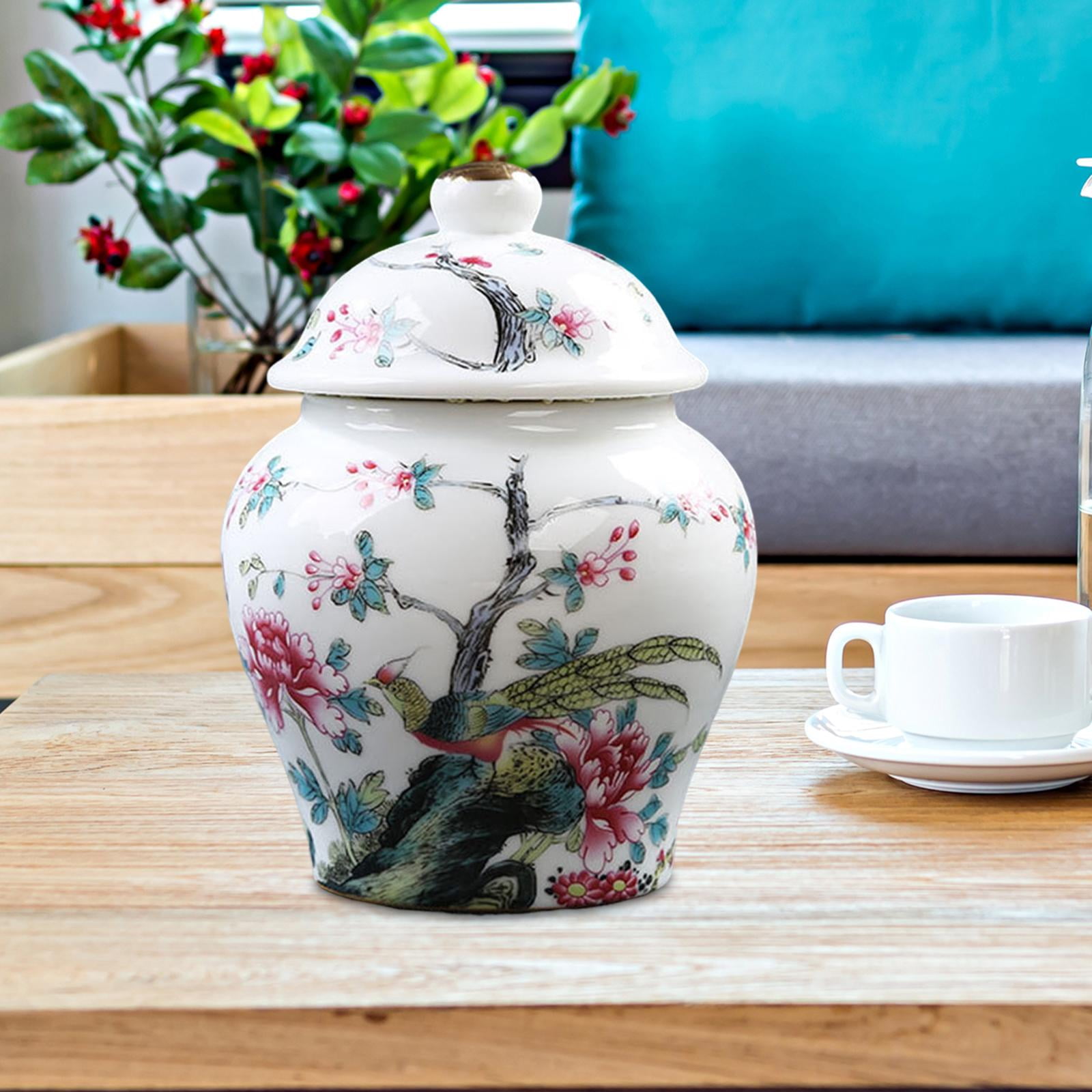 Ceramic Ginger Jar, Porcelain Temple Jar, Porcelain Food Storage Jar