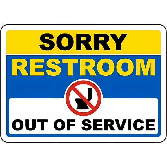 Sorry Restroom Out of Service Tin Sign - 8"x12" Vintage Metal Warning Sign for Home Farm Bar Coffee Shop Club, Restroom, Maintenance Alert