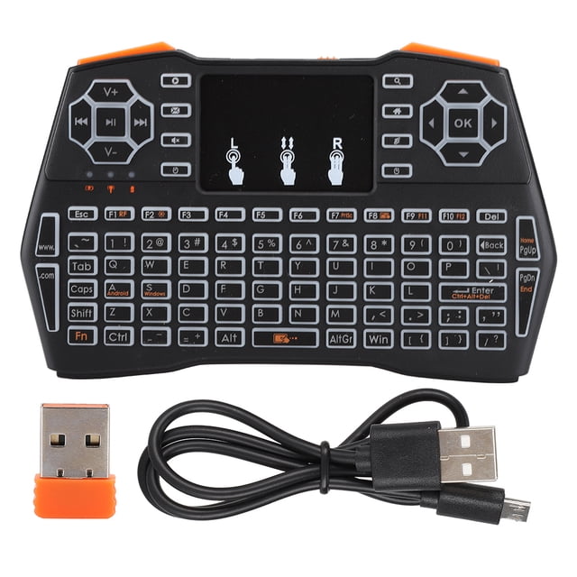 I8 Plus Versión con retroiluminación LED Mini teclado QWERTY inalámbrico de 2,4 GHz con panel táctil