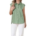thumbnail image 4 of INSPIRE CHIC Summer Check Top for Women's 1950s Vintage Button Up Dressy Casual Blouse L Green, 4 of 6