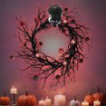 thumbnail image 4 of EUDIDV Ghost Lights Black Halloween Door Wreath With Rose 15in Halloween Wreath For Front Door Black Wreath For Gothic Halloween Home Decor Decorative Lights, 4 of 7