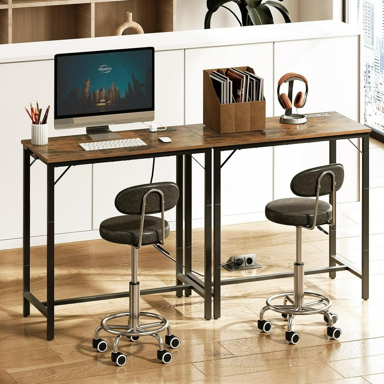 ZENX Bar Table with Charging Station, Rectangular Pub Table