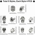 thumbnail image 3 of 1 set 20pcs 5 styles Tibetan style Alloy European Beads Large Hole Beads Skull Antique Silver 19~26.5x12~16x9~15mm Hole: 5~6mm 4pcs/style, 3 of 5