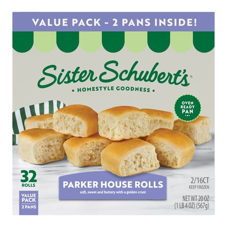 Sister Schubert's Parker House Rolls, 2 Pans of 16 rolls, 20 Ounce (Frozen)