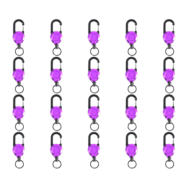 Llavero retráctil con cable de acero de 24 pulgadas soporte para tarjeta de identificación color morado