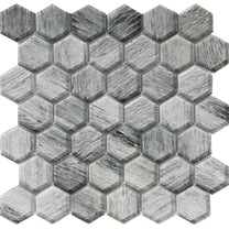 5 pack Light Gray 11.8 in. x 11.8 in. Hexagon Polished Glass Mosaic Floor and Wall Tile (4.83 sq. ft./Case)