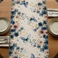 thumbnail image 5 of Table Runners 90 Inches Long Dress Scarves, Weeping Blue Floral Farmhouse Coffee/Dining/Kitchen Table Runner for Living Room, Spring Butterflies Flowers Linen 13x90 Inch, 5 of 9