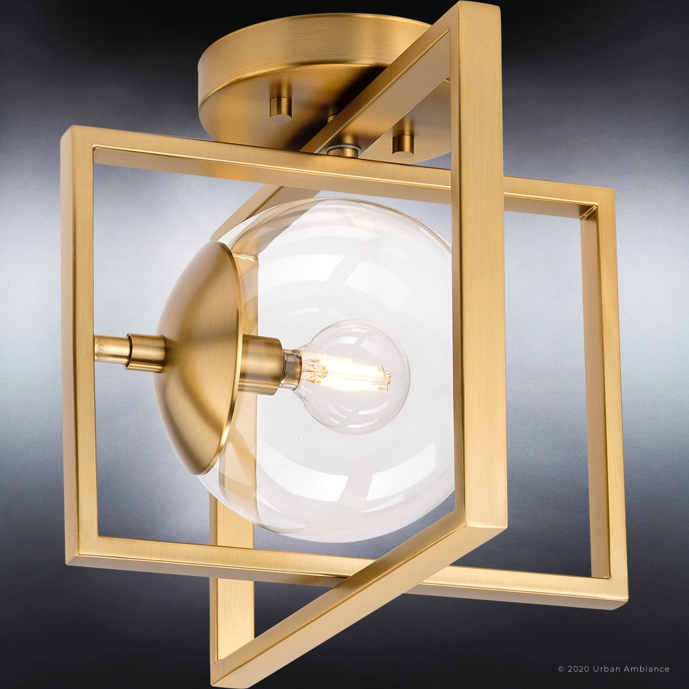 Luxury Minimalist Ceiling Light, 9.75H x 12W, with Modern Farmhouse Style, Brushed Bronze, UHP4020 by Urban Ambiance