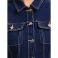 thumbnail image 5 of INSPIRE CHIC Women's Denim Peplum Jacket Casual Button Down Long Sleeve with Pockets Stretchy Ruffle Jean Jackets XL Black Blue, 5 of 6