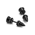 thumbnail image 1 of Cool Stainless Steel Men's Stud Screw Black Earrings for men, 7mm Diameter (with Branded Gift Box), 1 of 7