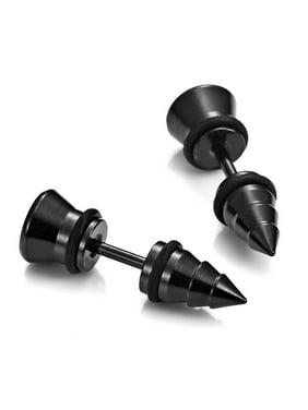 Men S Earrings Product Image Cool Stainless Steel Men S Stud Black Earrings For 7mm Diameter With Branded