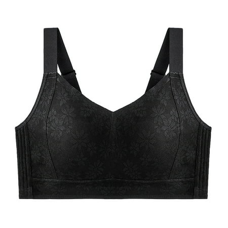 Yyeselk Wireless Bras for Women Full Coverage No Underwire Seamless Everyday Bras Comfort Push Up Plus Size Breathable Sports Bra Black L