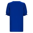 thumbnail image 5 of CAIVO Women Summer Short Sleeve Shirt Fashion Hollow Out Blouse With Pocket V-Neck Casual Holiday Solid Color Back To School Tops, 5 of 5