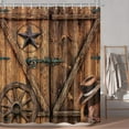 thumbnail image 3 of Texas Star Western Barn Door Shower Curtain Sets for Bathroom,Cowboy Hat Boots Wheel Decor Curtain, Vintage Rustic Wooden Board Farmhouse Bath Curtain with Hooks 72x72IN, 3 of 6