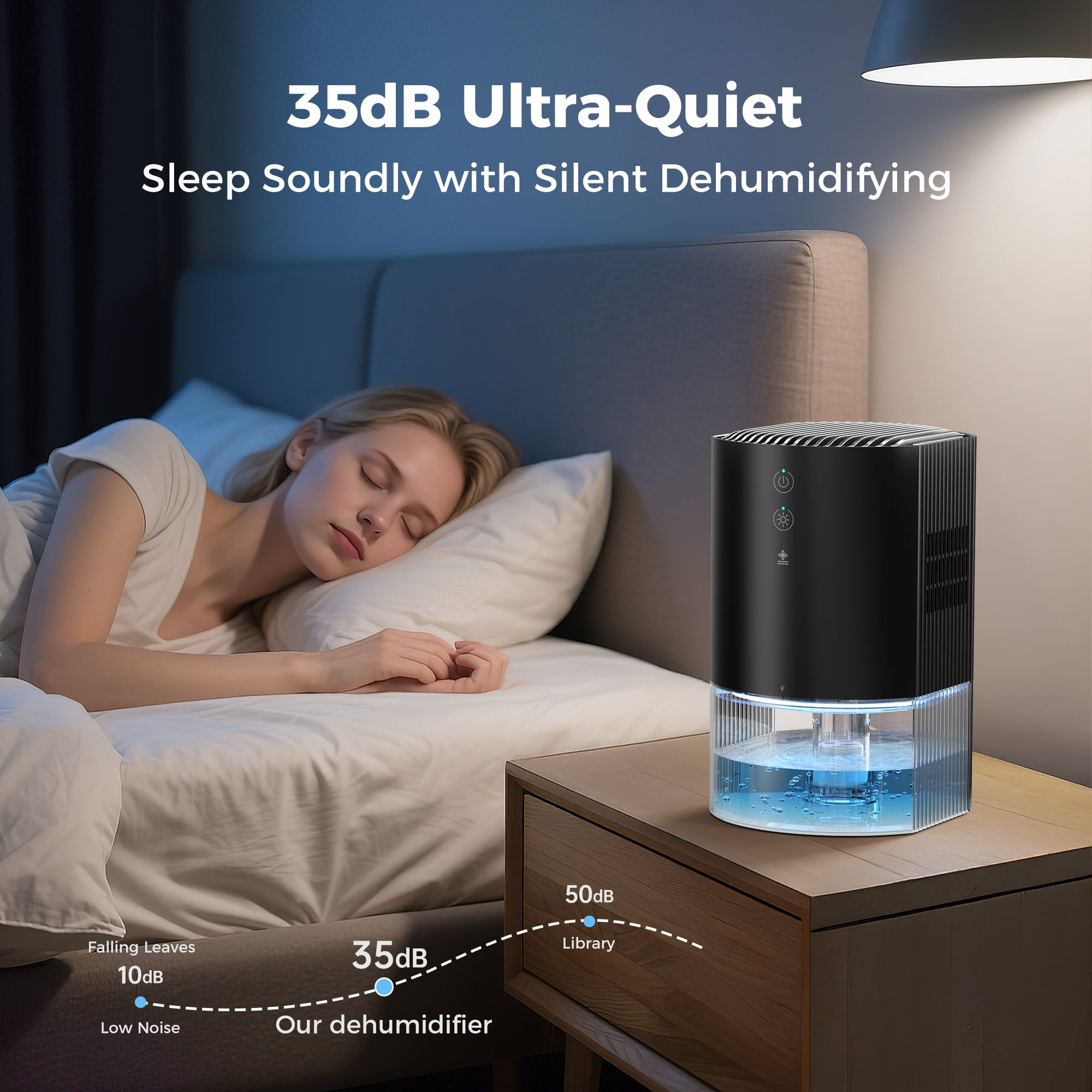 Breezome Small Dehumidifiers for Home, 33oz Dehumidifier for Bedroom with 7 Colors LED Light,Auto Shutoff, Auto Defrost, Ultra-Quiet Energy Saving (280sq. ft)