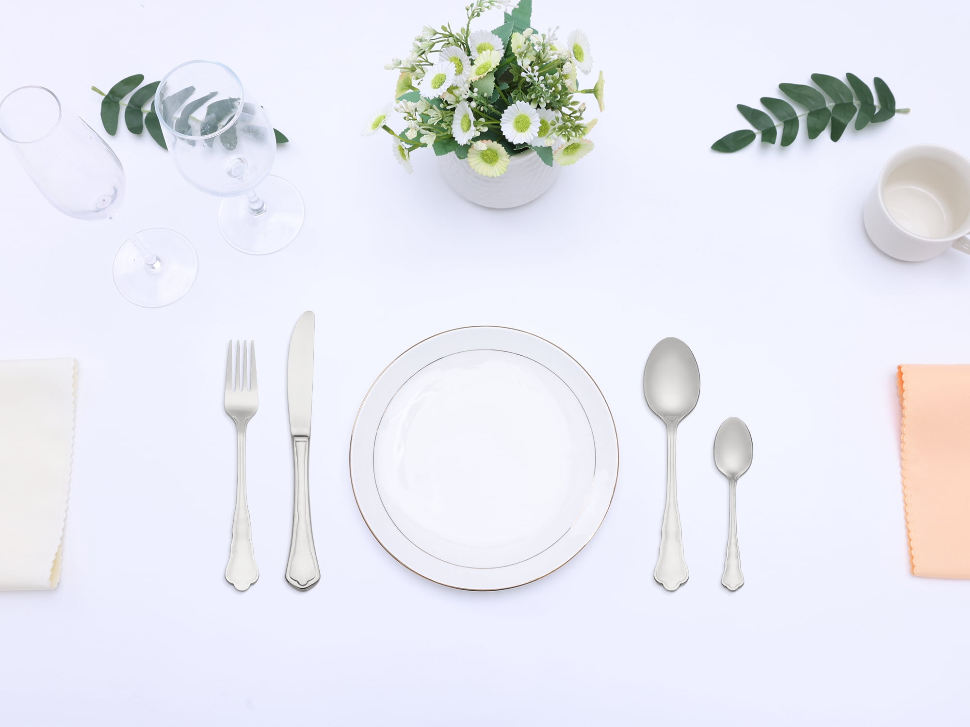 Unique Bargains Durable Stainless Steel Flatware Set for Kitchen Use Silver 4pcs