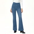 thumbnail image 4 of Zedker Casual Straight-Leg Stretchy High Waist Casual Jeans for Women Comfy Loose Elastic Waist Long Pants with Pockets,Blue,M, 4 of 9