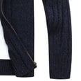 thumbnail image 3 of XMMSWDLA Mens Plus Top Solid Color Casual Stand Collar Knit Cardigan Sweater Jacket, 3 of 4