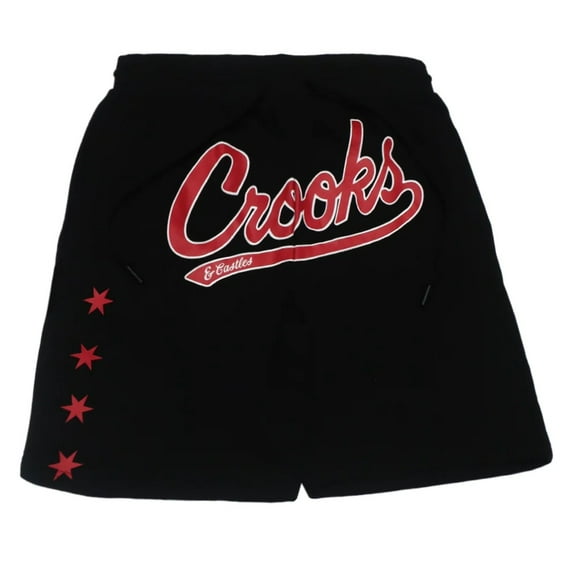 Crooks & Castles Men's Stars Fleece Sweat Shorts in Black (Small, Black)