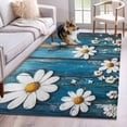 thumbnail image 2 of Blue Wooden Daisy Large Area Rugs for Bedroom Living Room, Non Slip Carpet Bedside Rug, Vintage Farmhouse Butterfly Flowers Rectangular Floor Cover Kitchen Accent Rug 4'x6' for Dining Room/Office, 2 of 9