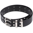 thumbnail image 2 of Punk Style Belt Double Rows Holes Waist Belt Simple Durable Belt for Women Man (Black), 2 of 9