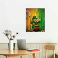 thumbnail image 3 of Nawypu Canvas Artwork Art, Happy St. Patrick's Day Leprechaun with Gold Pot Rainbow Wooden Square Framed Wall Decorations Prints Picture for Bedroom Kitchen Living Room,, 3 of 5