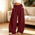 thumbnail image 3 of Sentuca Girls Wide Leg Sweatpants, Baggy Barrel Fleece Track Pants with Pockets Fall Winter Casual Tween Trousers Size 12-13Y Red, 3 of 8